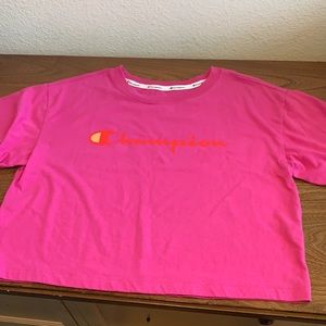 Pink champion crop top, sized xs, cotton